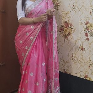Zimmychoo Saree With Beautiful  Pasmina Silk Misty Colour